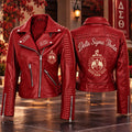 Women's Leather Biker Jacket TLQ HTT DST 19102617