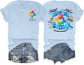 Autism Awareness Shirt Women in April We Wear Blue Shirts Special Education Teacher Shirt Autism Puzzle Short Sleeve Tops