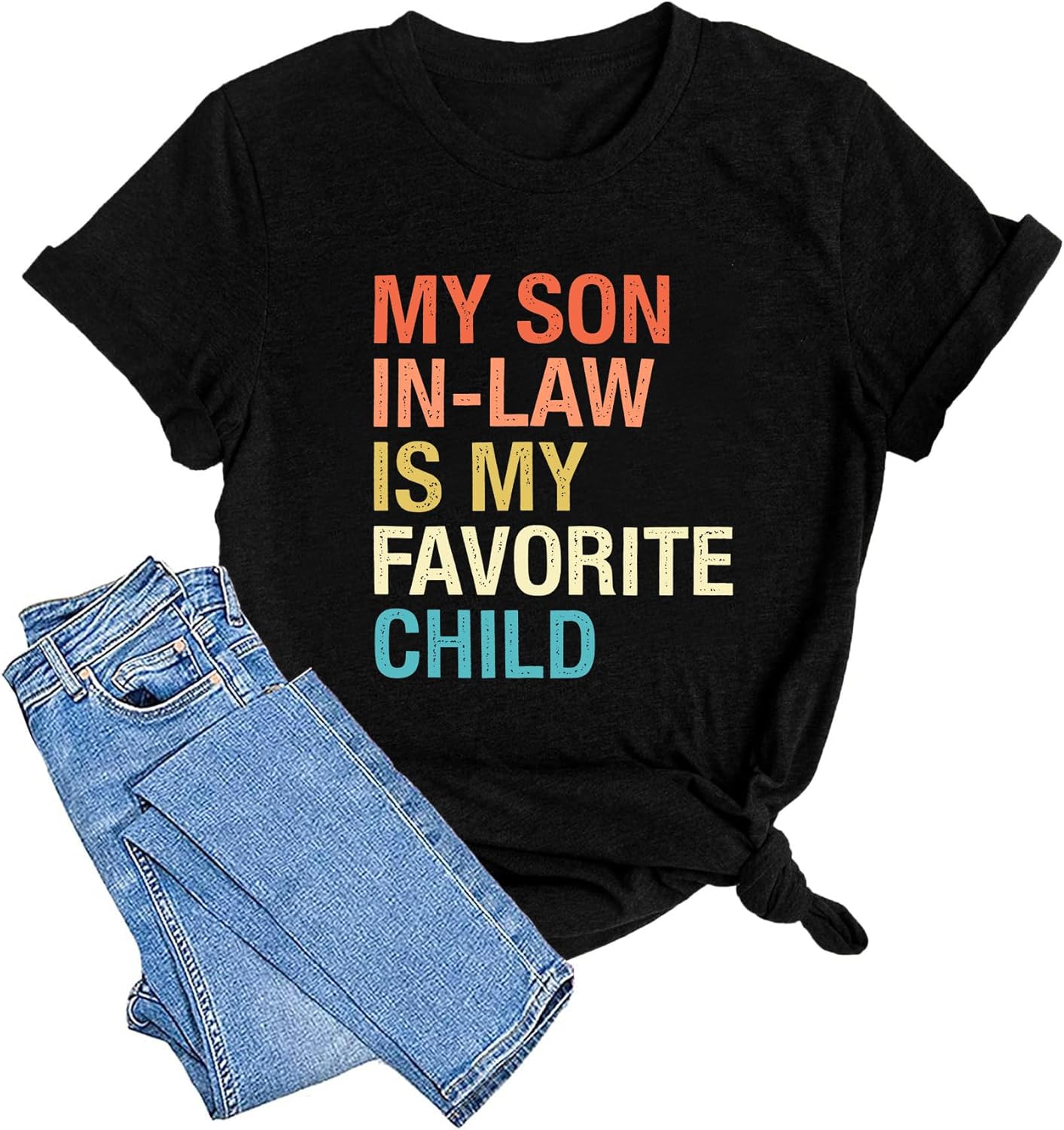 Mama Shirts Women My Son in Law is My Favorite Child Shirt Mother's Day T Shirts Gift Mom Short Sleeve Tops