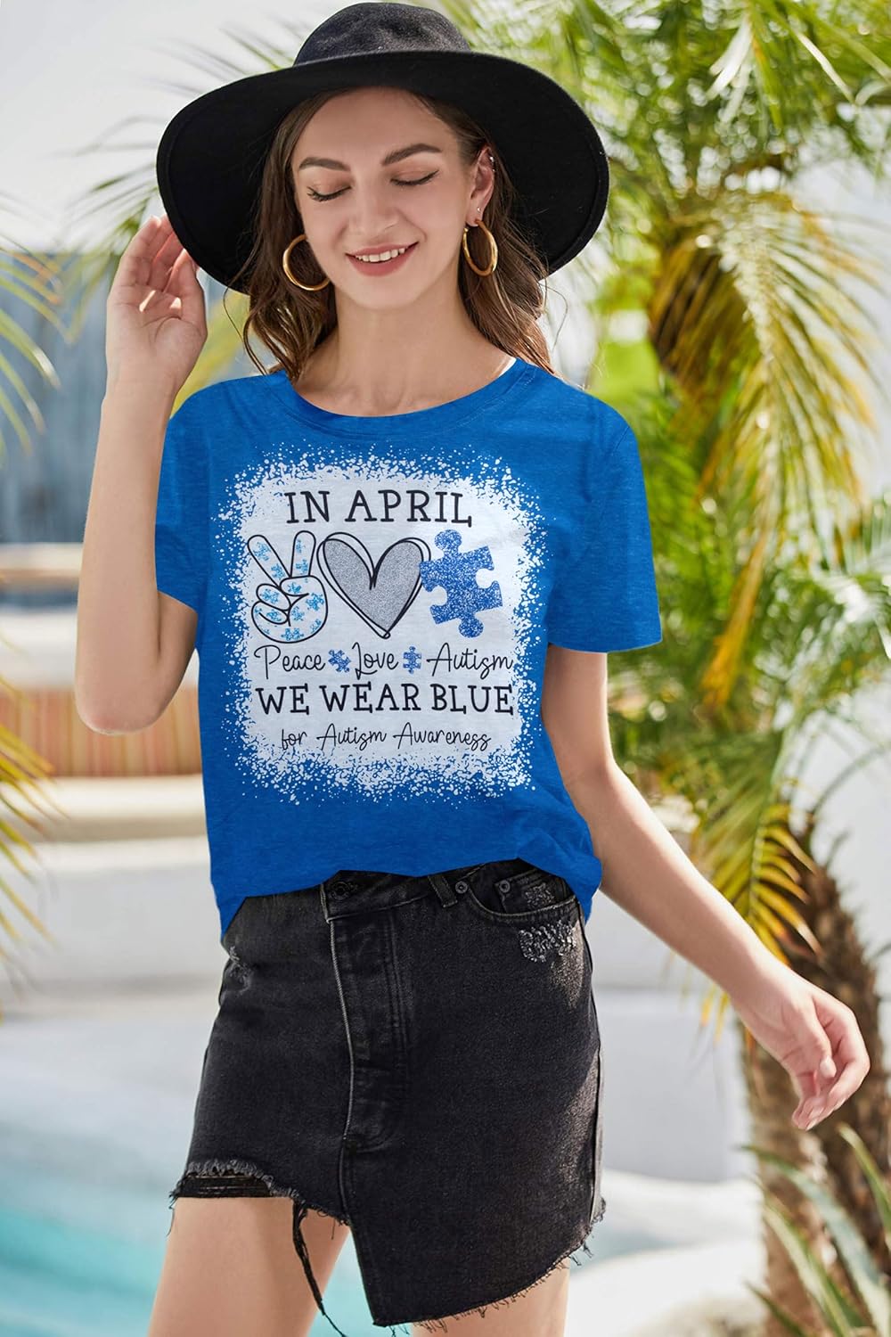 Autism Awareness Shirt Women: in April We Wear Blue Shirts Special Education Teacher Shirt Mental Health Tee Tops