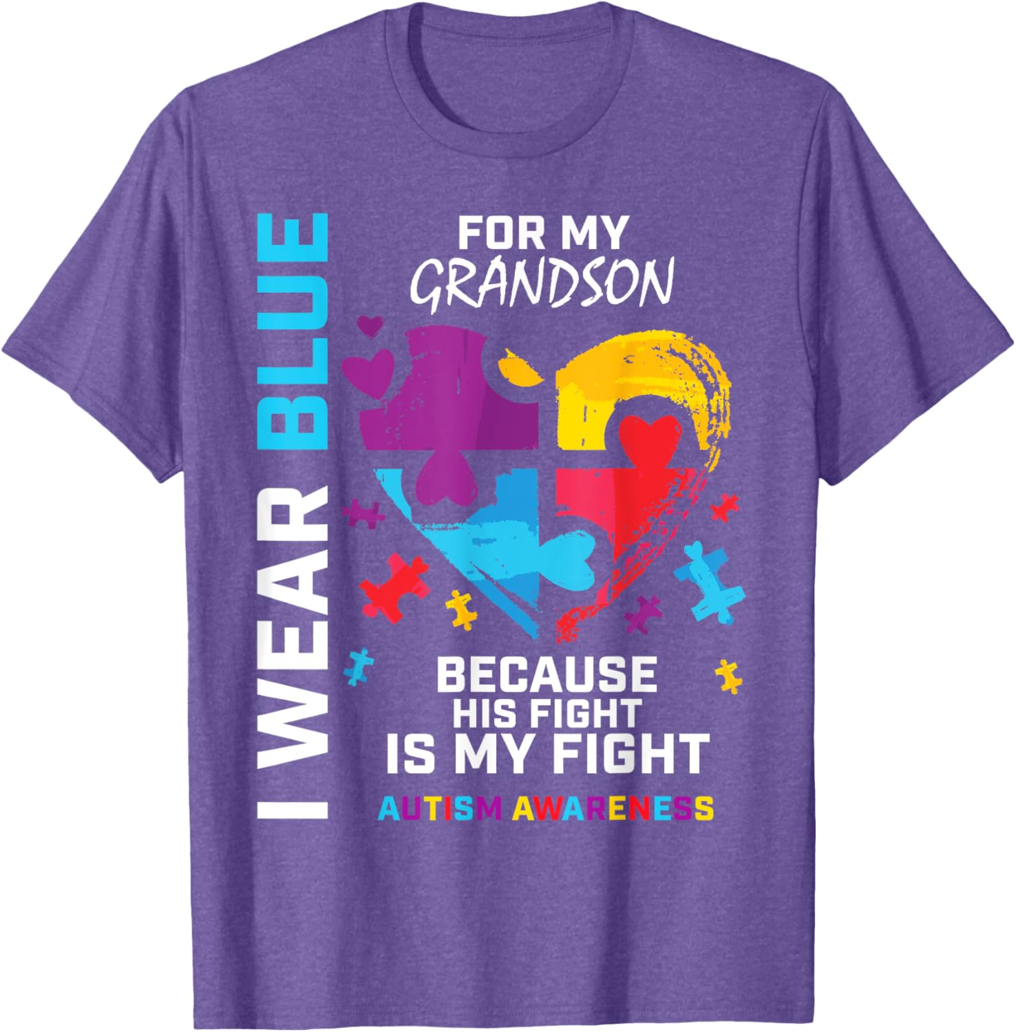 Grandma Grandpa I Wear Blue For My Grandson Autism Awareness