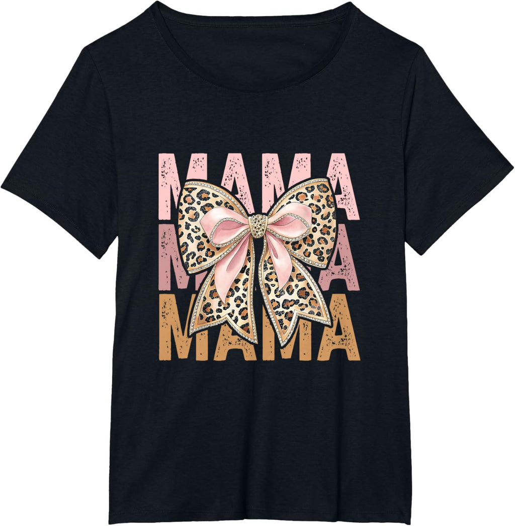 Retro Leopard Mama,Cute Mom Retro Coquette Bow Mother's Day