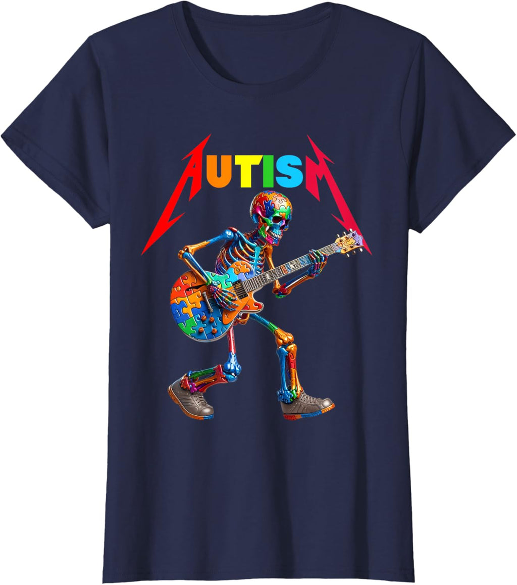Autism Skeleton Guitar Rock Puzzle Music Autism Awareness