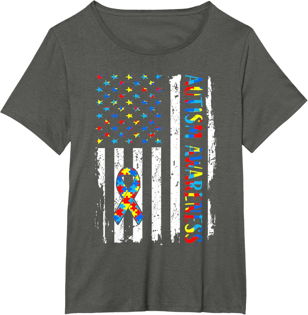 Autism Awareness Mom Dad USA flag Autistic Awareness Autism