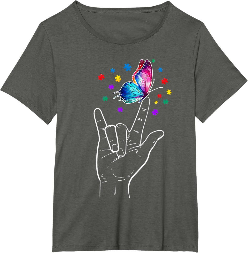 I Love You Hand Sign Language Butterfly Autism Awareness