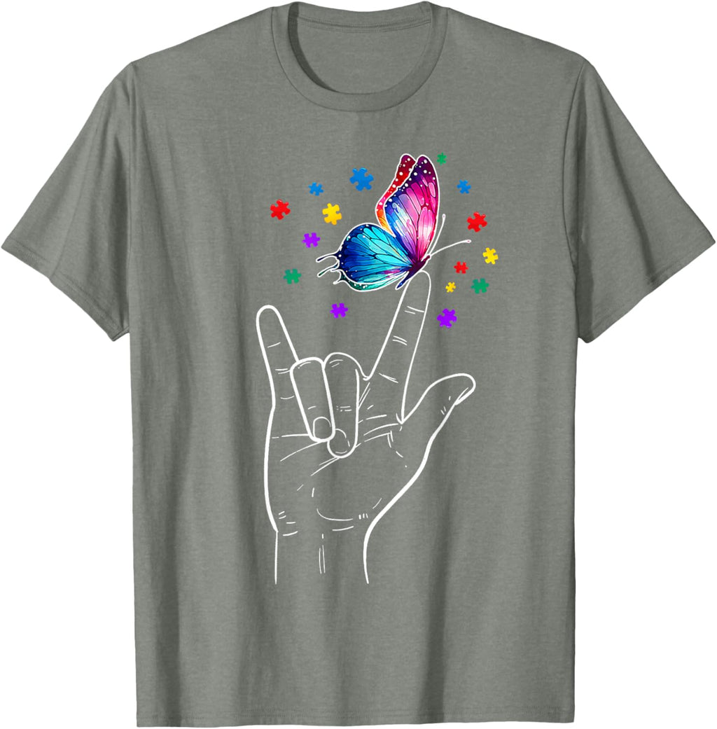 I Love You Hand Sign Language Butterfly Autism Awareness