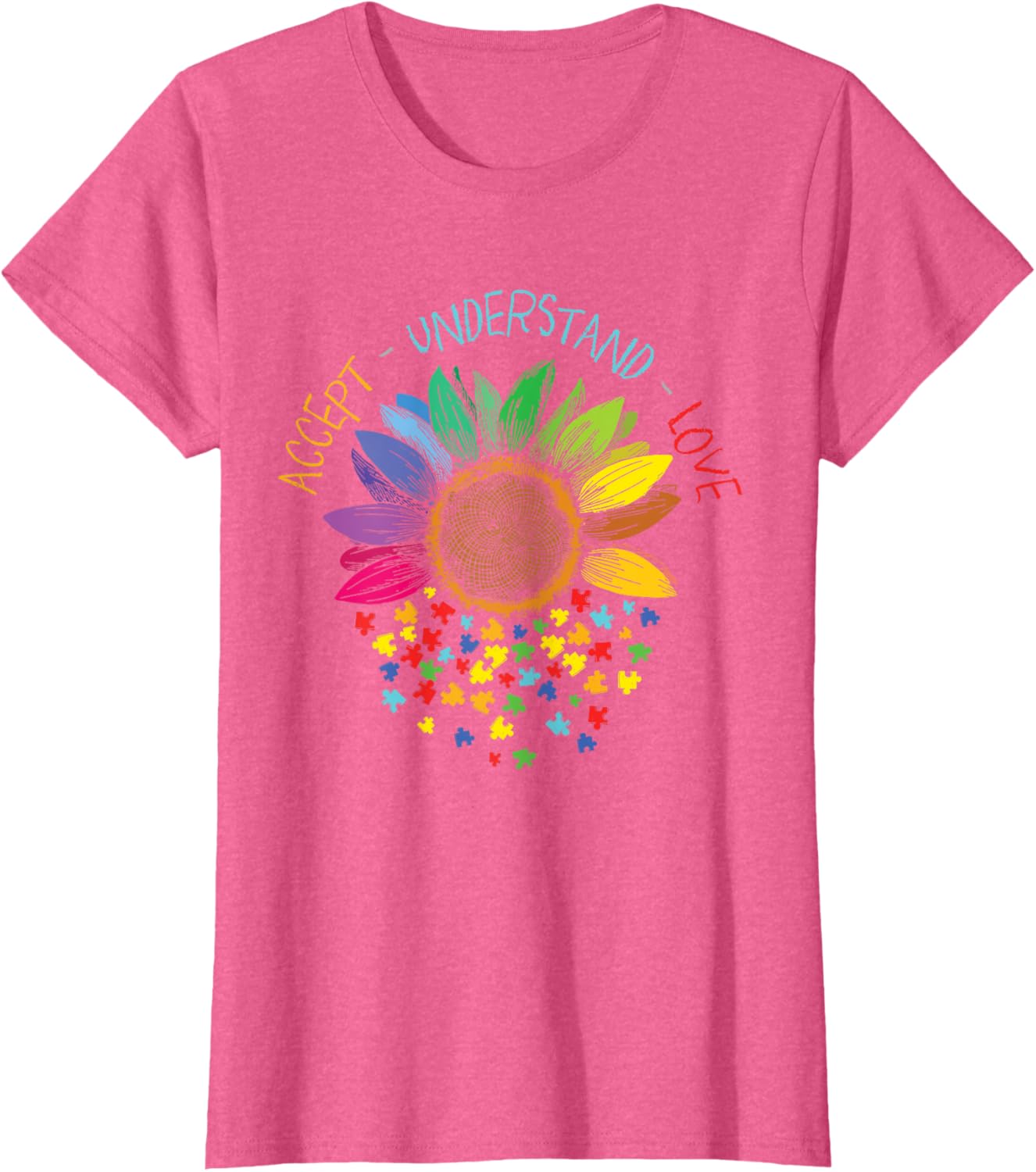 Autism Awareness Accept Understand Love ASD Rainbow Flower