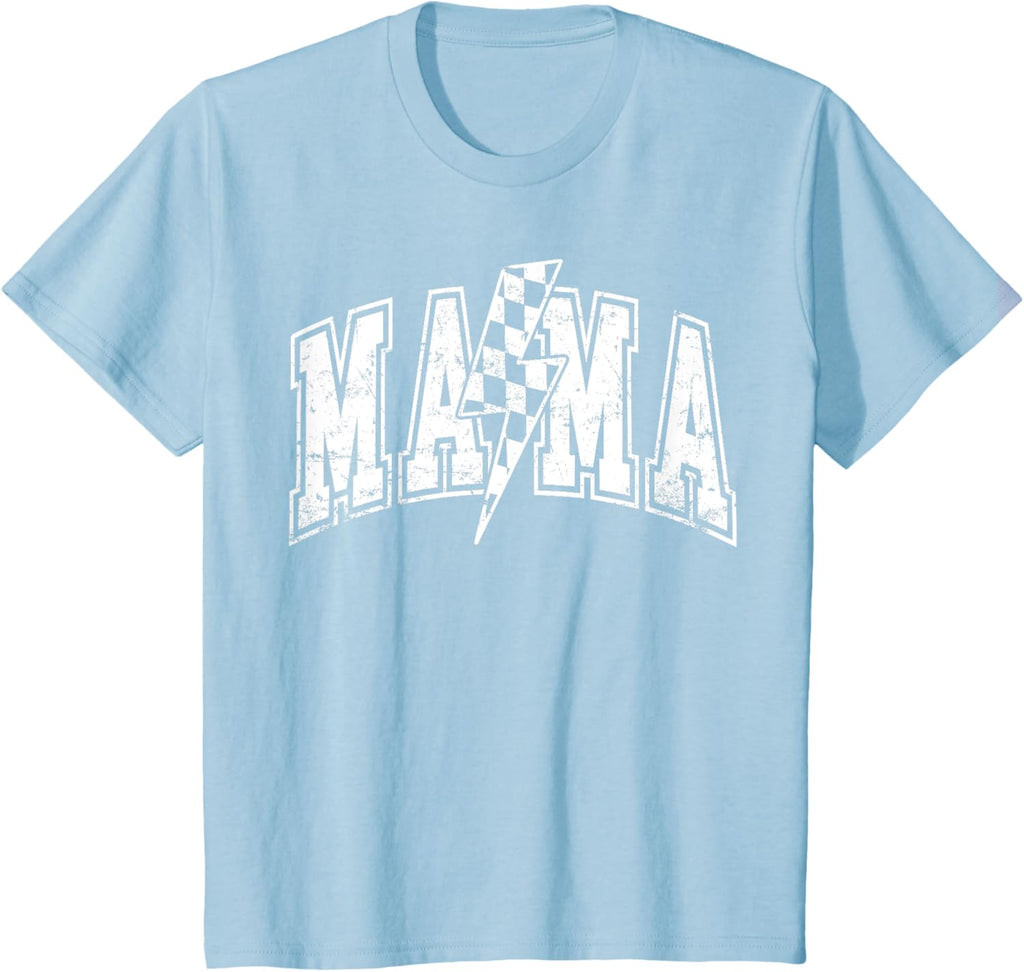 Mama Lightning Bolt Checkered Varsity Mom Women Mother's Day Mother Shirt