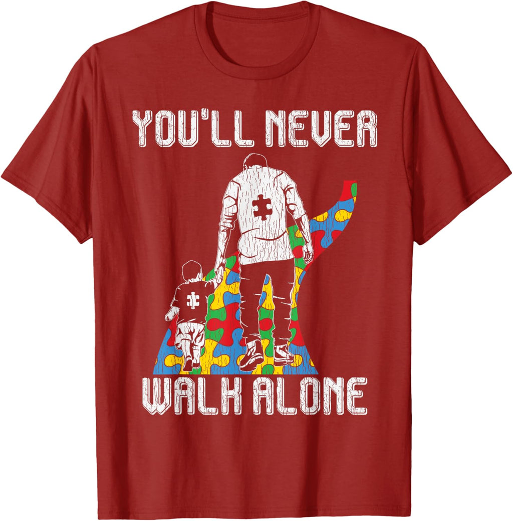 Vintage Father Son Family Autistic Kids Autism Awareness Dad