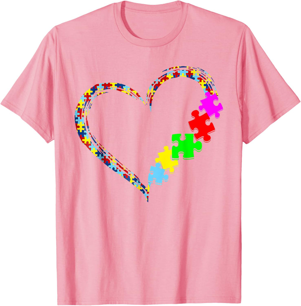 Autism Awareness Love Heart Puzzle Piece Gift Men Women