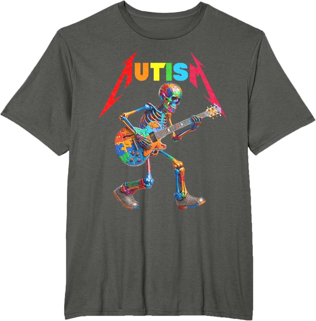 Autism Skeleton Guitar Rock Puzzle Music Autism Awareness