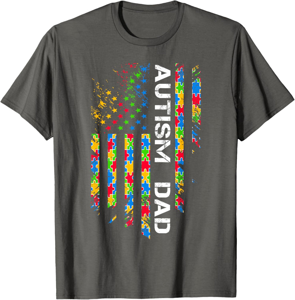 Autism Dad Awareness American Flag USA