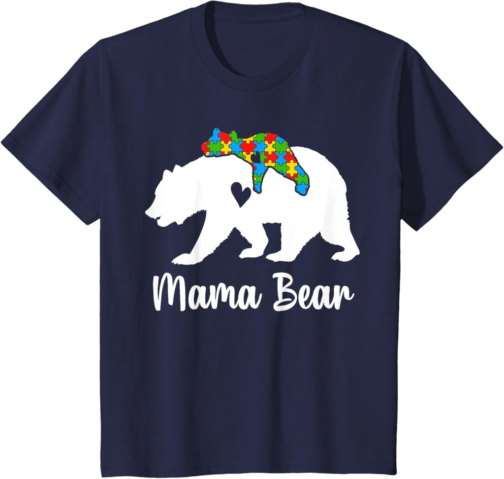 Mama Bear Love Support Autism Awareness Bear Family