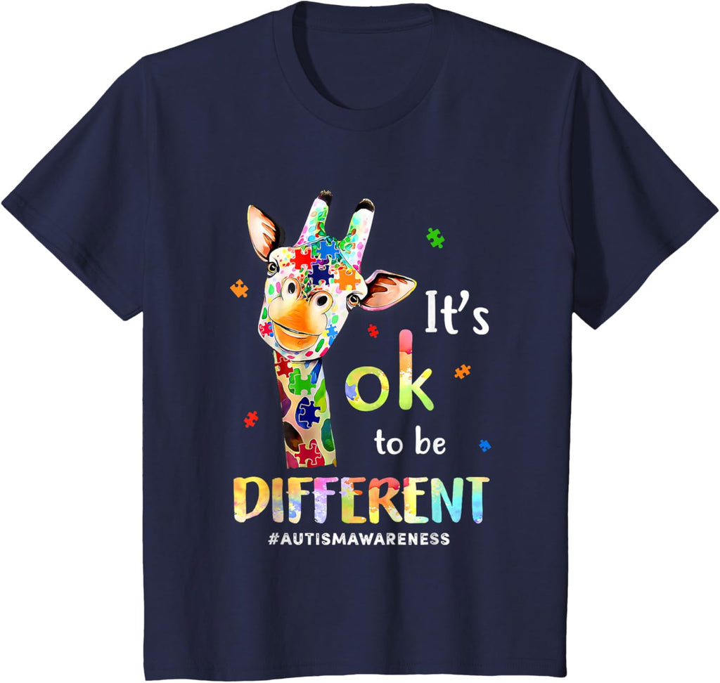 Autism Awareness Cute Giraffe Animal Its Ok To Be Different