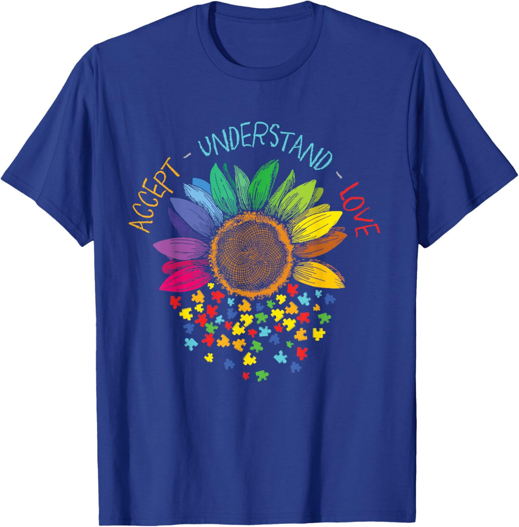 Autism Awareness Accept Understand Love ASD Rainbow Flower