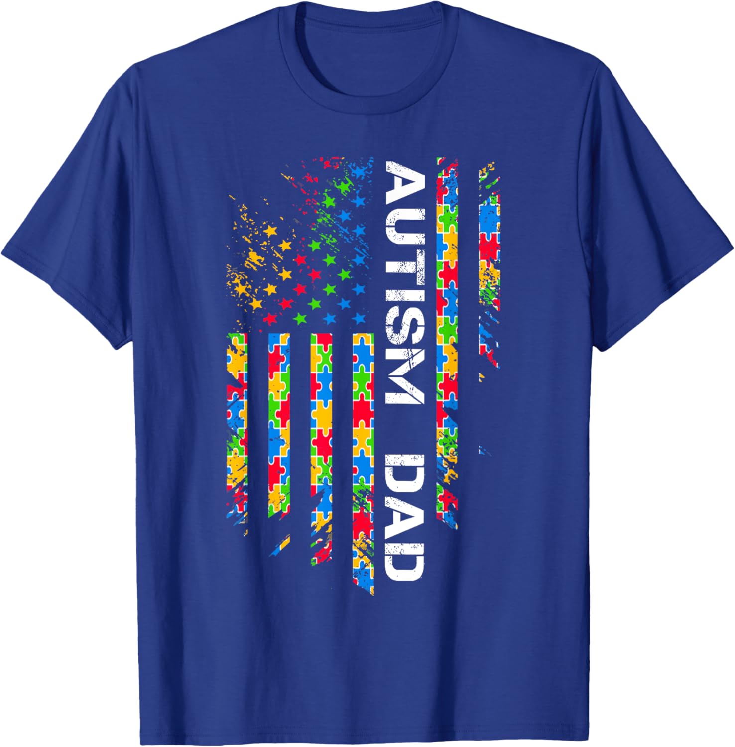 Autism Dad Awareness American Flag USA