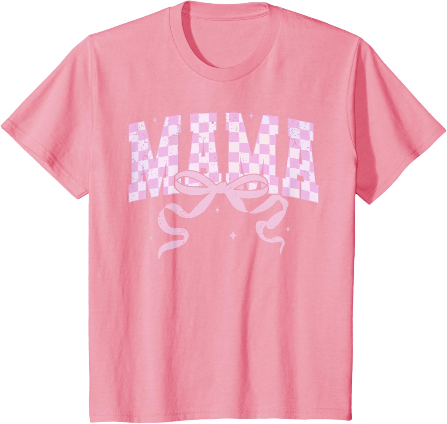 Retro Checkered Mama Coquette Mother's Day Pink Bow