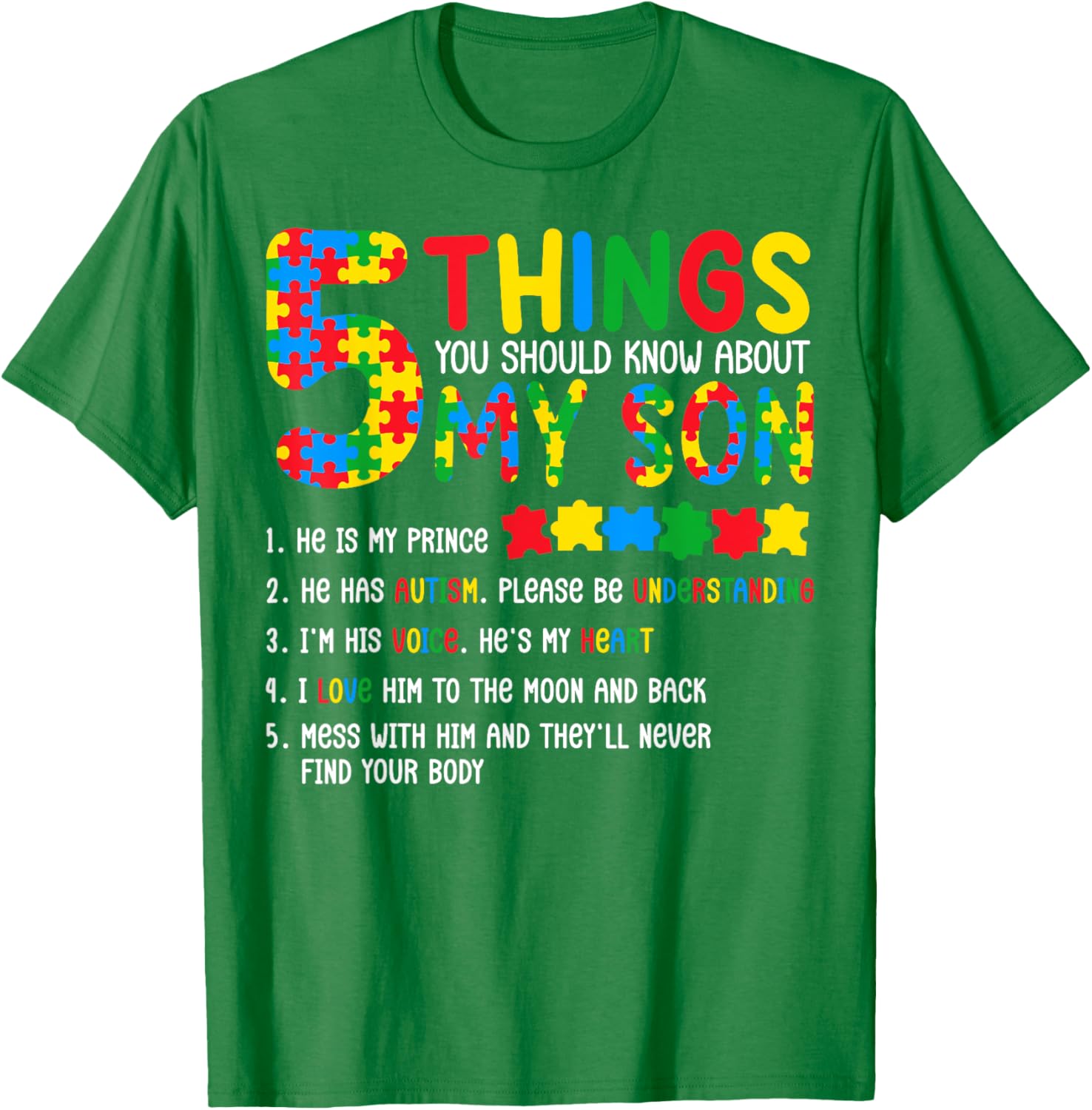 Autism Awareness Shirt 5 Things You Should Know About My Son