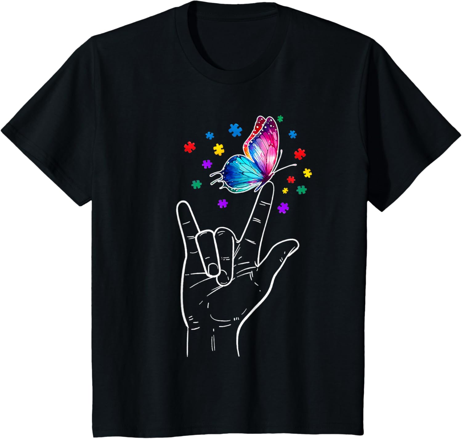 I Love You Hand Sign Language Butterfly Autism Awareness