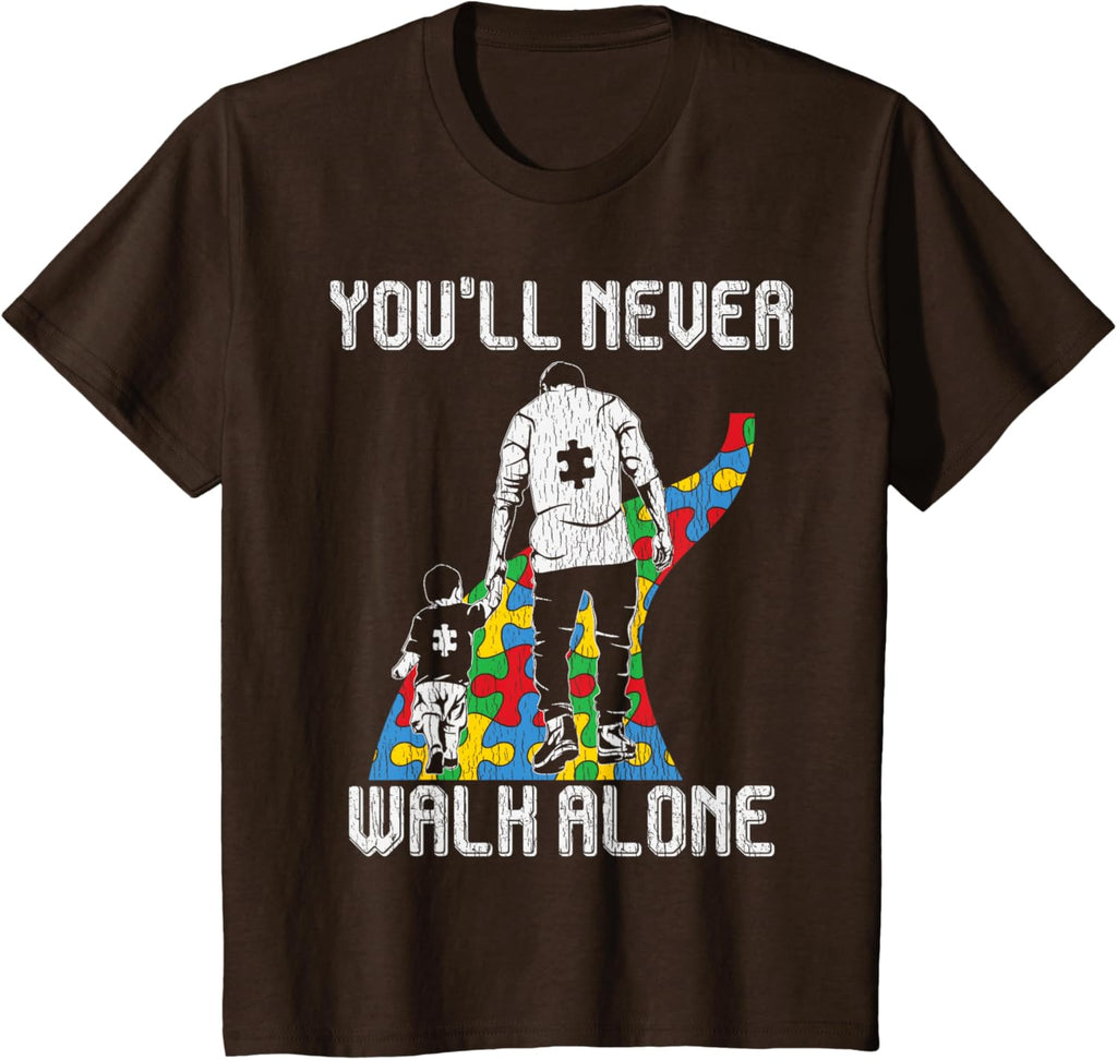 Vintage Father Son Family Autistic Kids Autism Awareness Dad