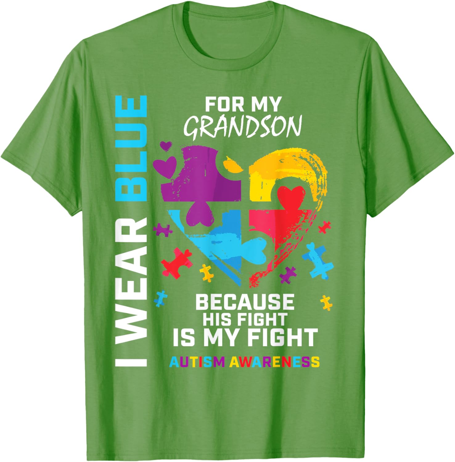 Grandma Grandpa I Wear Blue For My Grandson Autism Awareness