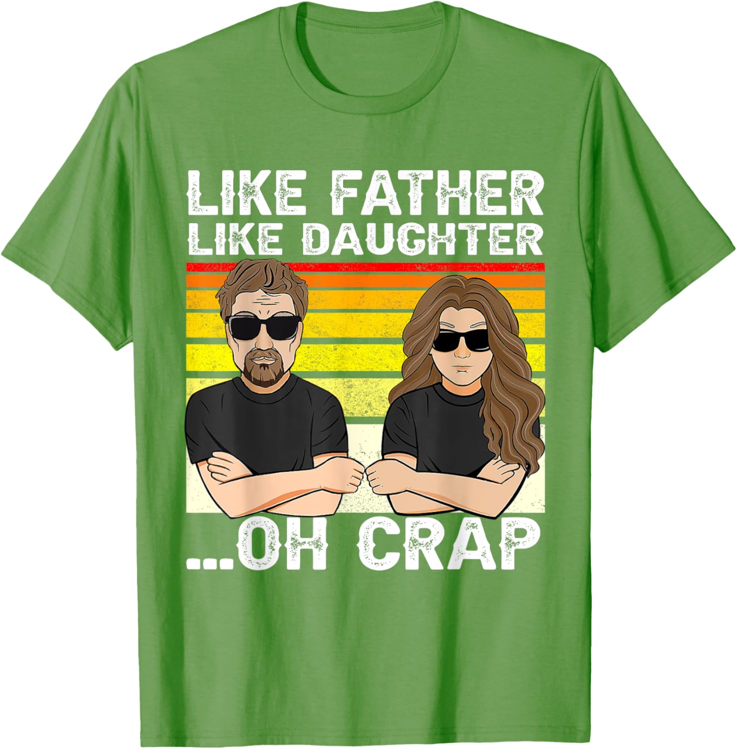 Vintage Retro Dad and Daughter Family Matching Tee - Like Father Like Daughter Oh Crap - Funny Fathers Day T-Shirt - Black - Women's - Small - Short Sleeve - Cotton 100%