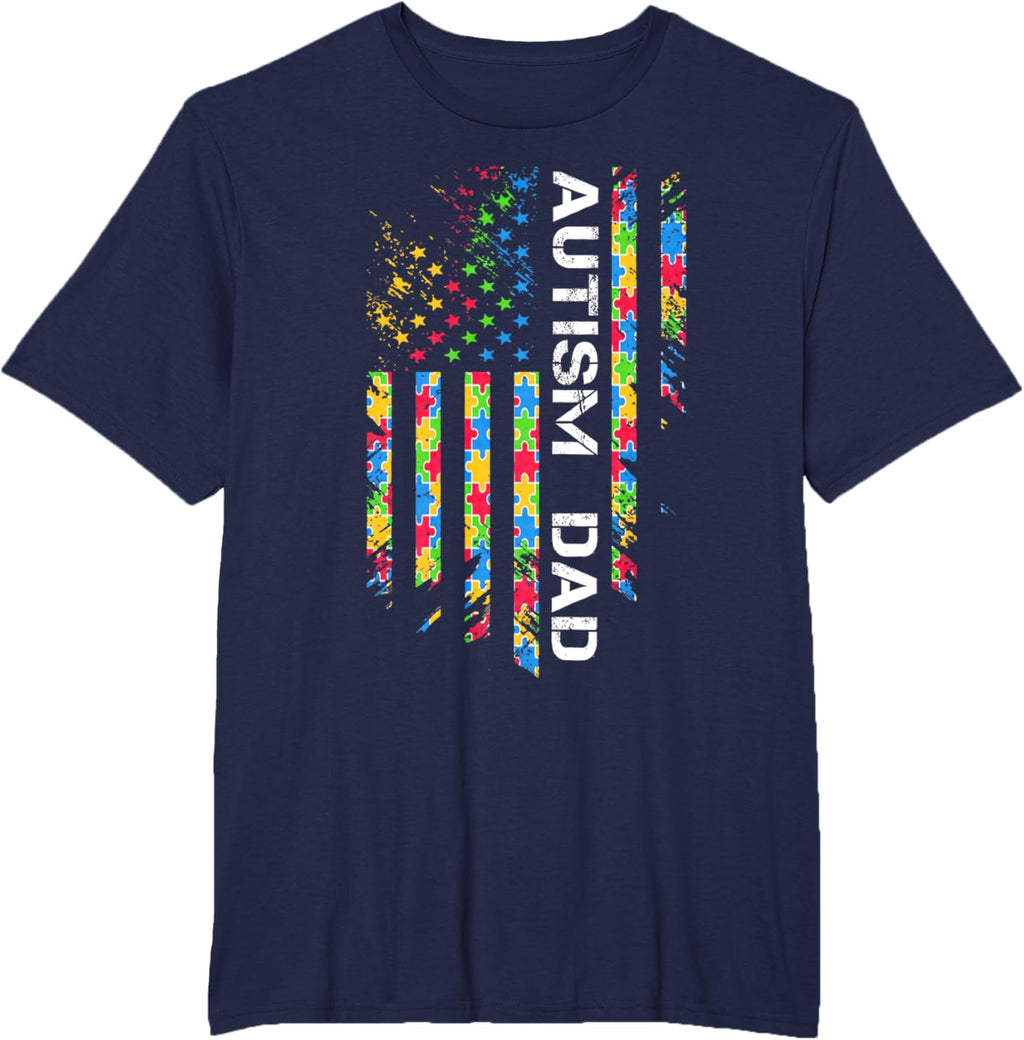 Autism Dad Awareness American Flag USA