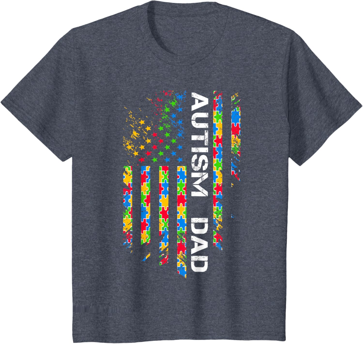 Autism Dad Awareness American Flag USA
