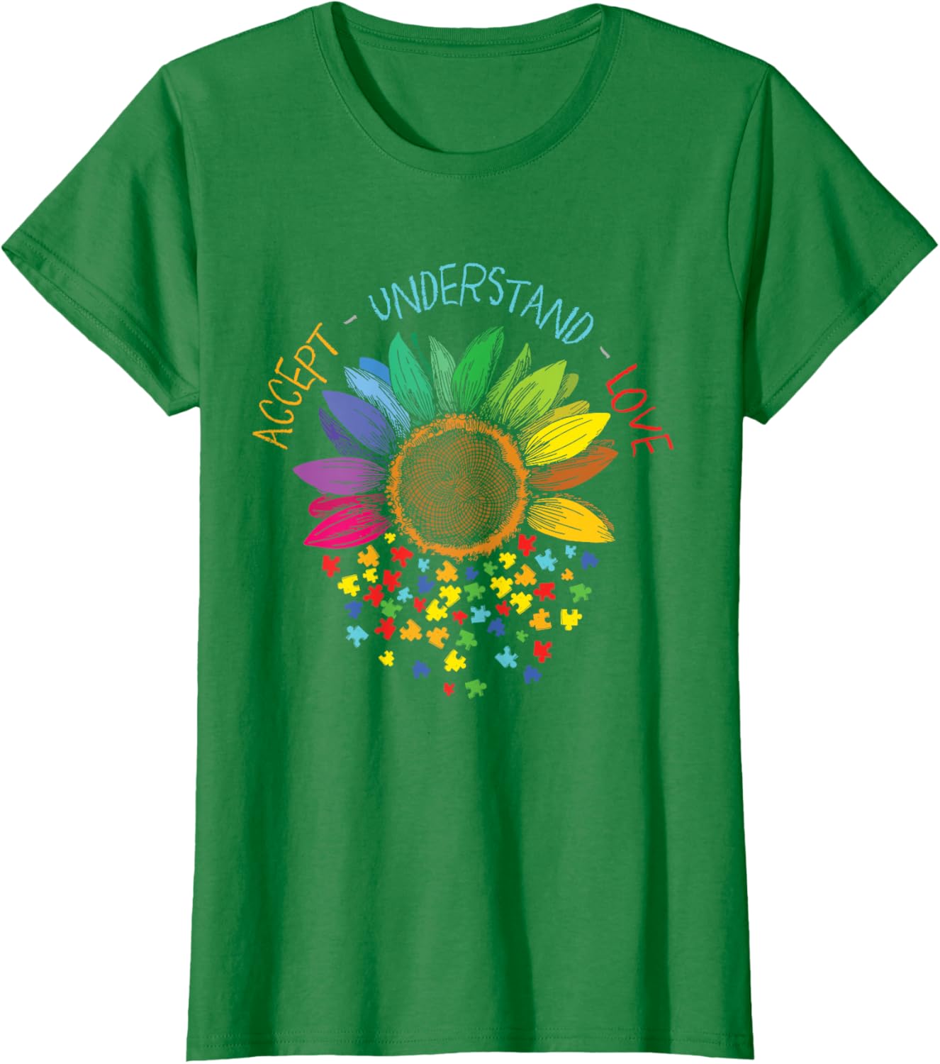 Autism Awareness Accept Understand Love ASD Rainbow Flower
