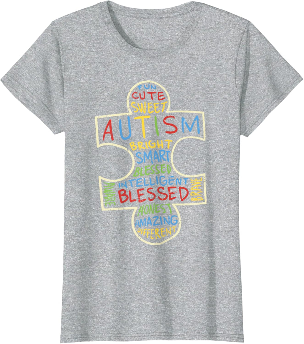 Autism Awareness Shirt Puzzle Piece Words Autistic Gift