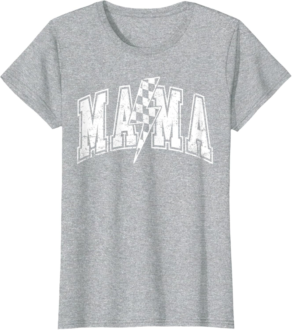 Mama Lightning Bolt Checkered Varsity Mom Women Mother's Day Mother Shirt