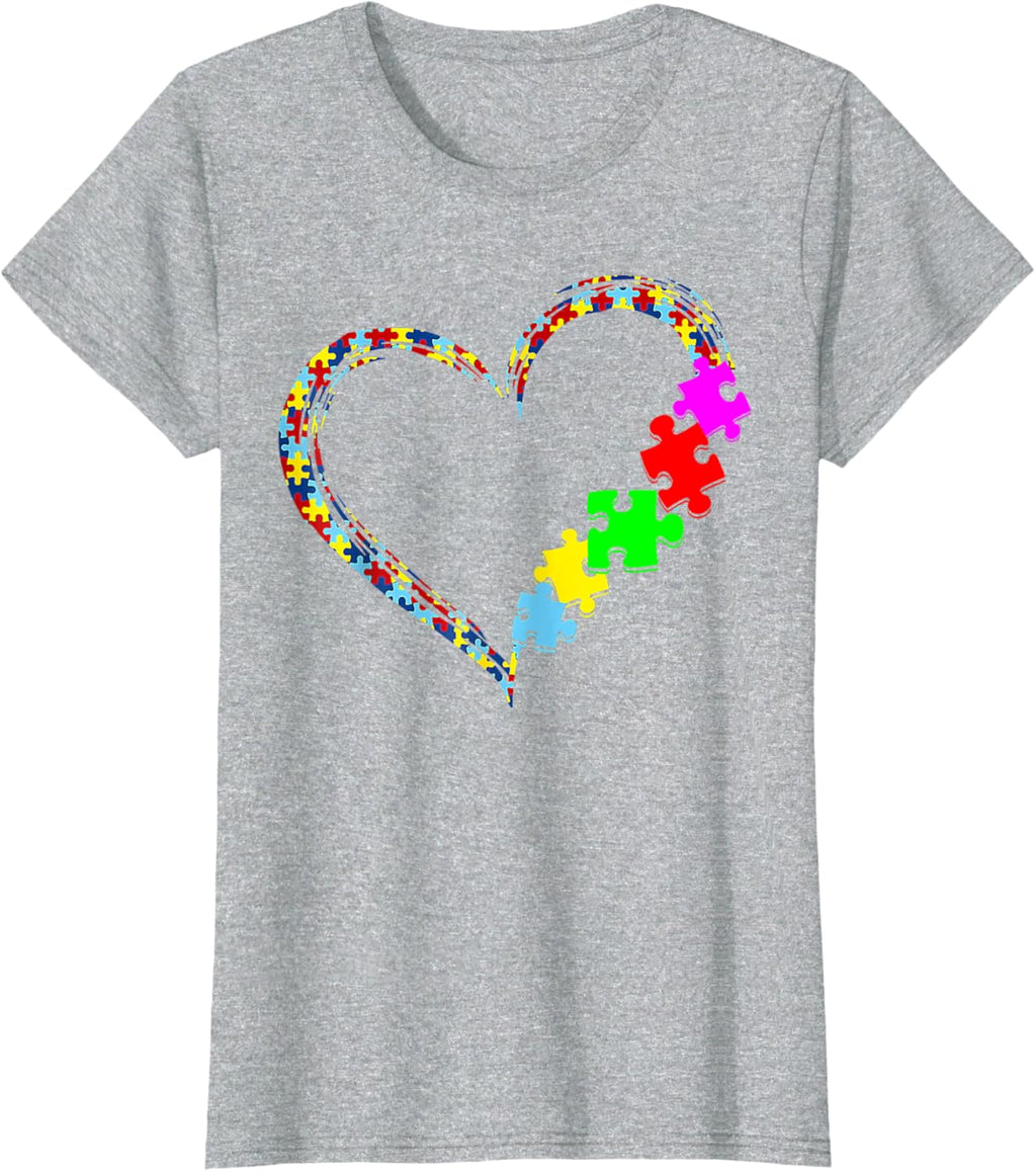 Autism Awareness Love Heart Puzzle Piece Gift Men Women