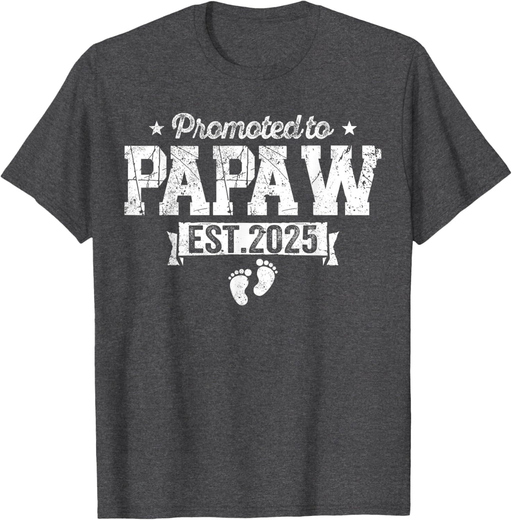 Retro Promoted To Papaw 2025 New Papaw First Father's Day T-Shirt, Small, Black
