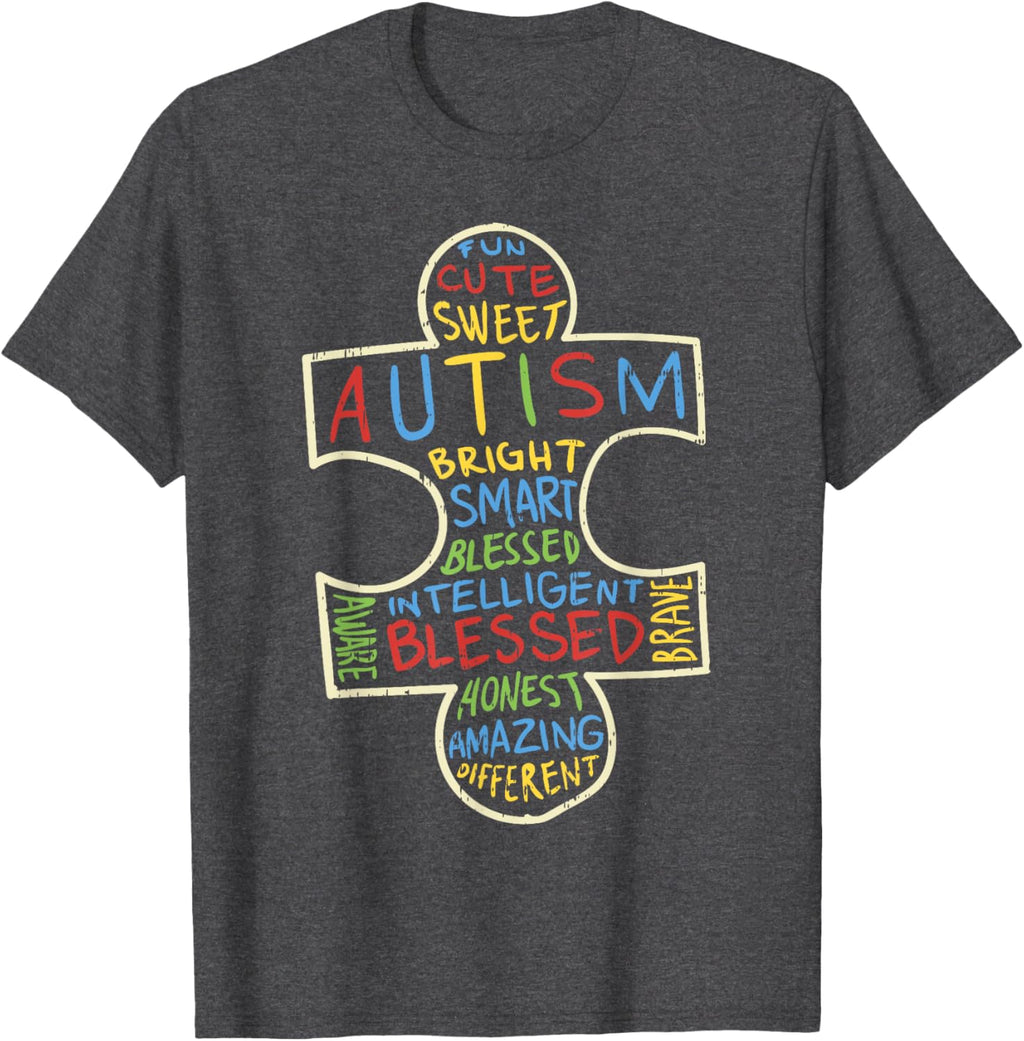 Autism Awareness Shirt Puzzle Piece Words Autistic Gift