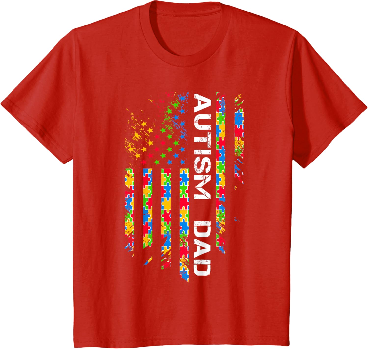 Autism Dad Awareness American Flag USA