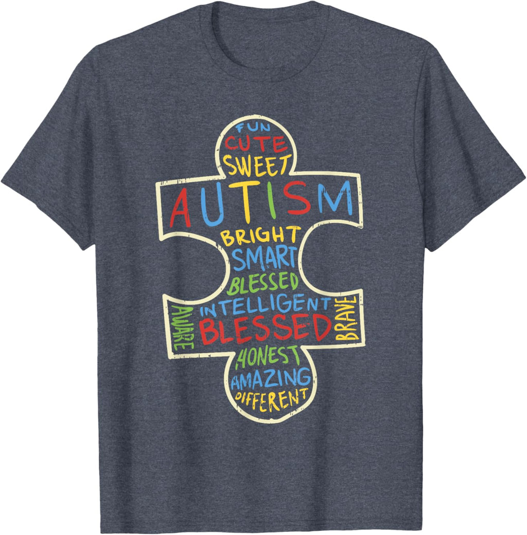 Autism Awareness Shirt Puzzle Piece Words Autistic Gift