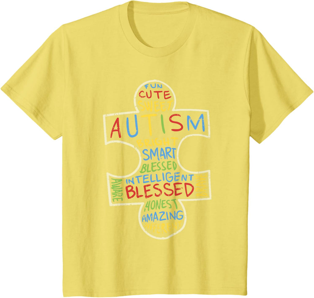 Autism Awareness Shirt Puzzle Piece Words Autistic Gift