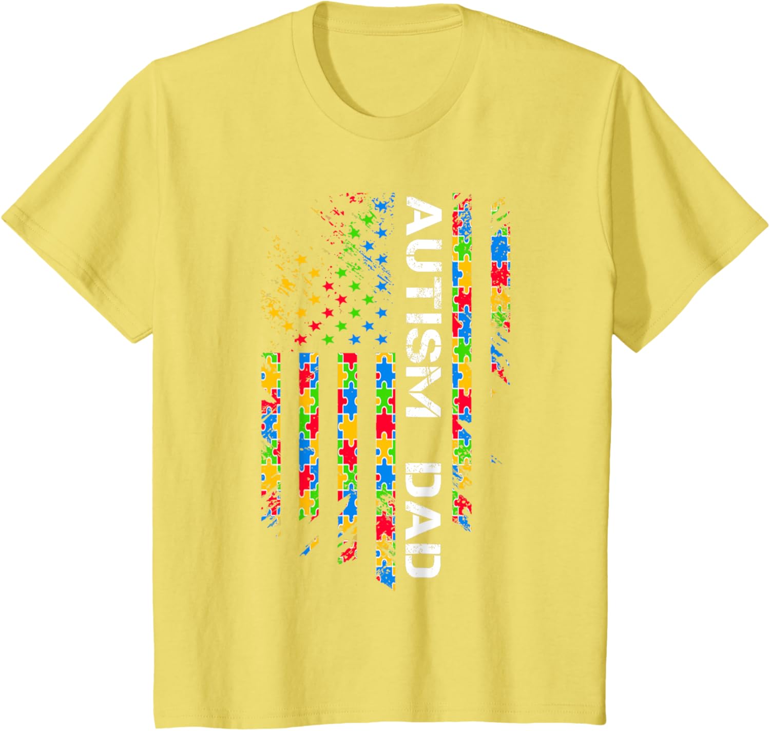 Autism Dad Awareness American Flag USA