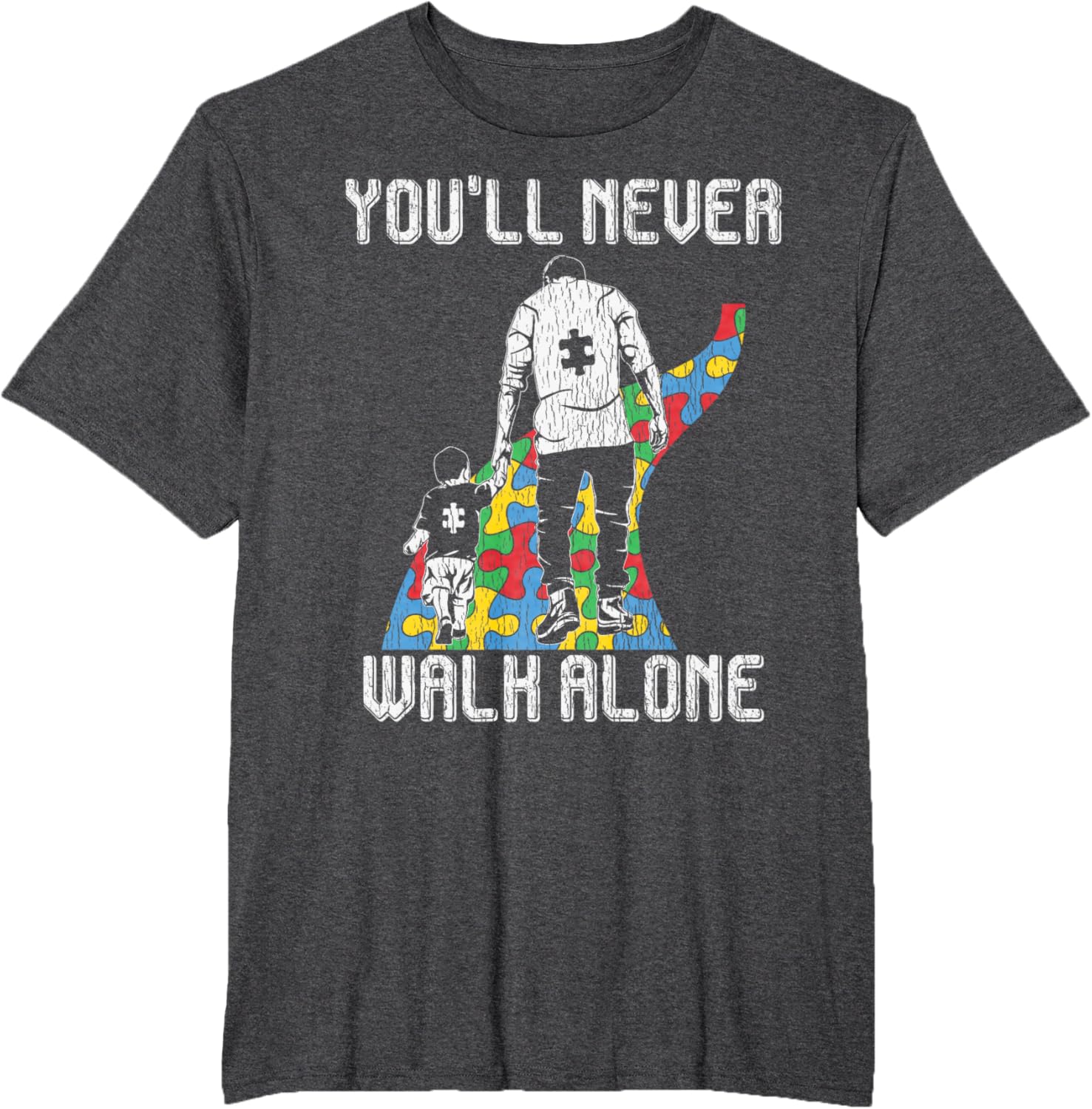 Vintage Father Son Family Autistic Kids Autism Awareness Dad