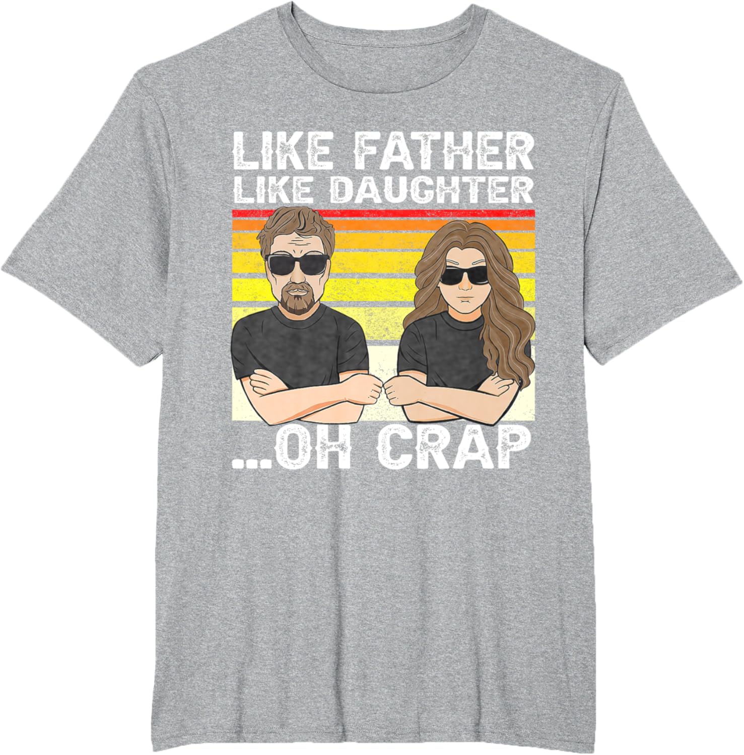 Vintage Retro Dad and Daughter Family Matching Tee - Like Father Like Daughter Oh Crap - Funny Fathers Day T-Shirt - Black - Women's - Small - Short Sleeve - Cotton 100%
